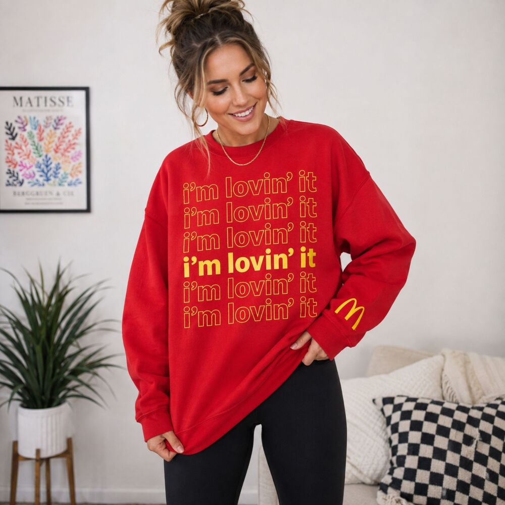 McDonald's I'm Lovin' It Sweatshirt Large Red Mad Engine BoxLunch Crewneck Logo